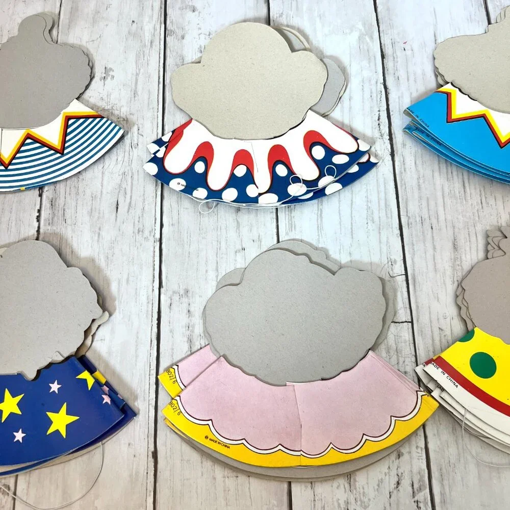 Vintage Clown Paper Birthday Party Hats 6 Types and 22 Total